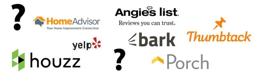 Homeadvisor vs Yelp vs Houzz vs Thumbtack vs Porch vs Angie's List vs Bark