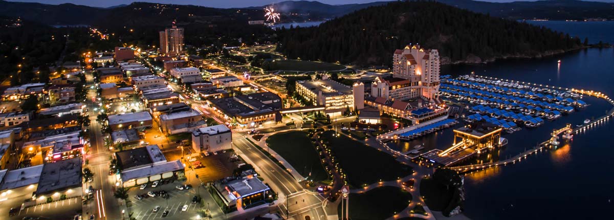 Coeurdalene skyline at night time